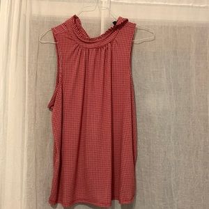 Tie back sleeveless red/off white blouse. Banana Republic size XL